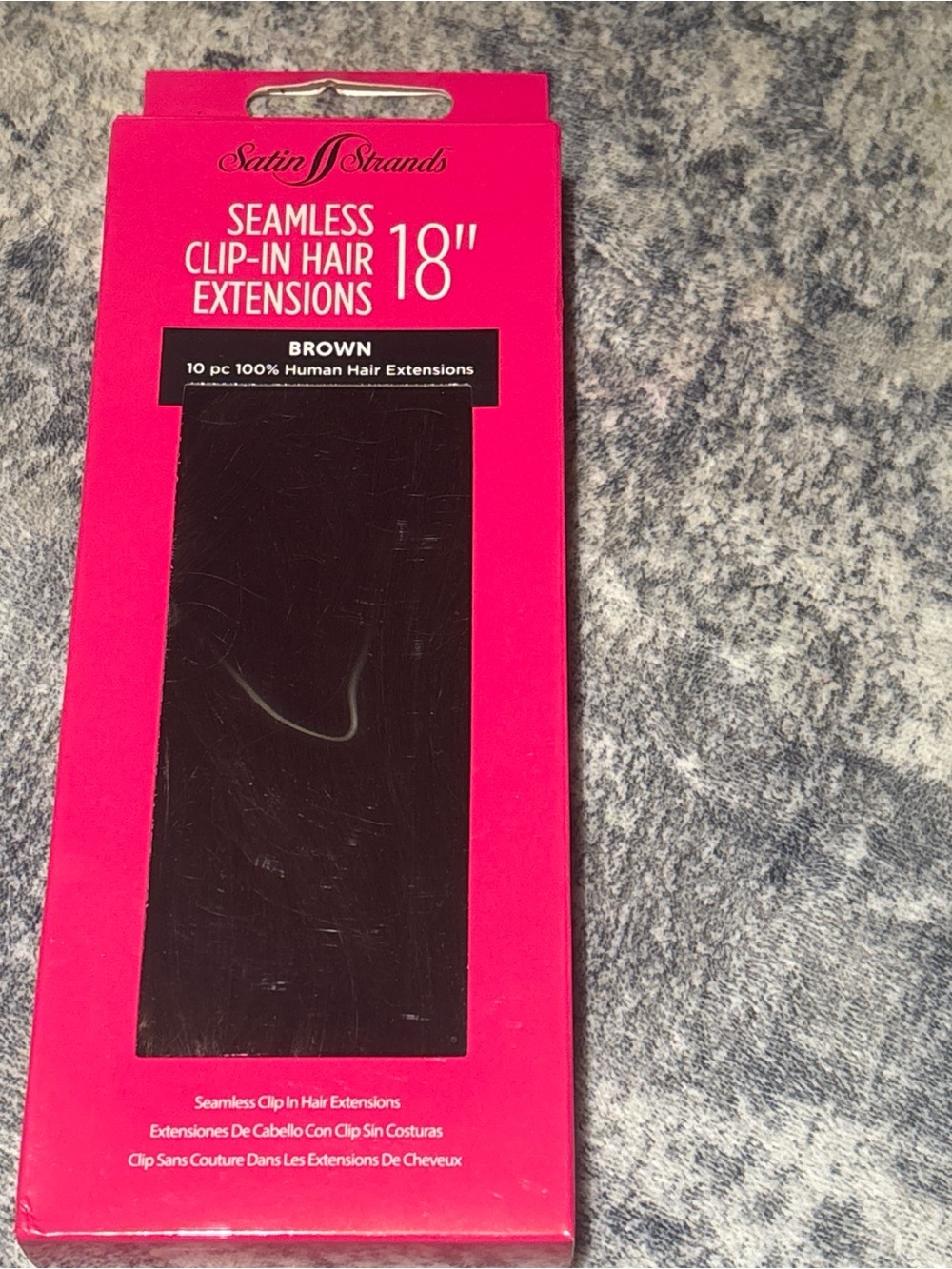 Satin strands 18" Seamless Clip-In Hair Extensions - Brown human hair 10 pc